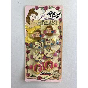 New Old Stock 1992 Goody Beauty & The Beast Hair 8 Barrettes Clips Disney Belle